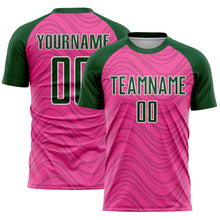 Загрузить изображение в средство просмотра галереи, Custom Pink Green-White Wavy Lines Sports Sublimation Soccer Uniform Jersey