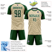 Загрузить изображение в средство просмотра галереи, Custom Cream Green-White Wavy Lines Sports Sublimation Soccer Uniform Jersey