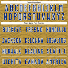 Загрузить изображение в средство просмотра галереи, Custom Old Gold Royal-White Wavy Lines Sports Sublimation Soccer Uniform Jersey