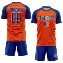Загрузить изображение в средство просмотра галереи, Custom Orange Royal-White Wavy Lines Sports Sublimation Soccer Uniform Jersey