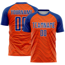 Загрузить изображение в средство просмотра галереи, Custom Orange Royal-White Wavy Lines Sports Sublimation Soccer Uniform Jersey