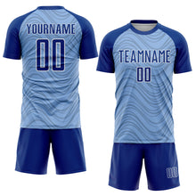 Загрузить изображение в средство просмотра галереи, Custom Light Blue Royal-White Wavy Lines Sports Sublimation Soccer Uniform Jersey