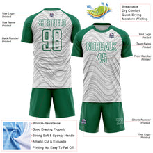 Загрузить изображение в средство просмотра галереи, Custom White Kelly Green Wavy Lines Sports Sublimation Soccer Uniform Jersey