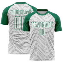 Загрузить изображение в средство просмотра галереи, Custom White Kelly Green Wavy Lines Sports Sublimation Soccer Uniform Jersey