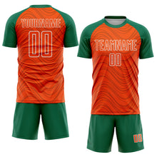 Загрузить изображение в средство просмотра галереи, Custom Orange Kelly Green-White Wavy Lines Sports Sublimation Soccer Uniform Jersey