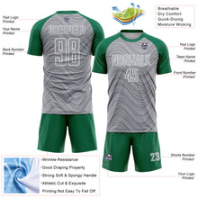 Загрузить изображение в средство просмотра галереи, Custom Gray Kelly Green-White Wavy Lines Sports Sublimation Soccer Uniform Jersey