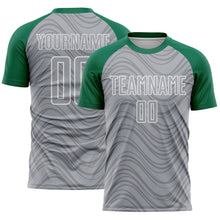 Загрузить изображение в средство просмотра галереи, Custom Gray Kelly Green-White Wavy Lines Sports Sublimation Soccer Uniform Jersey