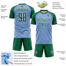Загрузить изображение в средство просмотра галереи, Custom Light Blue Kelly Green-White Wavy Lines Sports Sublimation Soccer Uniform Jersey