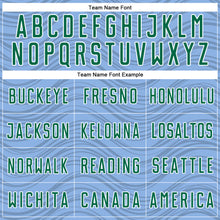 Загрузить изображение в средство просмотра галереи, Custom Light Blue Kelly Green-White Wavy Lines Sports Sublimation Soccer Uniform Jersey