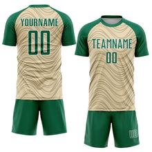 Загрузить изображение в средство просмотра галереи, Custom Cream Kelly Green-White Wavy Lines Sports Sublimation Soccer Uniform Jersey