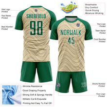 Загрузить изображение в средство просмотра галереи, Custom Cream Kelly Green-White Wavy Lines Sports Sublimation Soccer Uniform Jersey