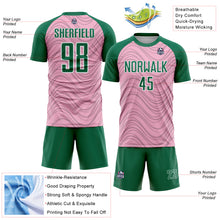 Загрузить изображение в средство просмотра галереи, Custom Light Pink Kelly Green-White Wavy Lines Sports Sublimation Soccer Uniform Jersey