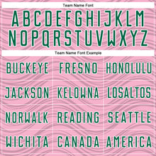 Загрузить изображение в средство просмотра галереи, Custom Light Pink Kelly Green-White Wavy Lines Sports Sublimation Soccer Uniform Jersey