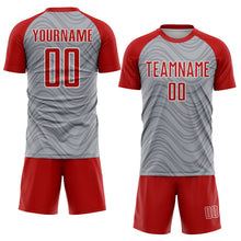 Загрузить изображение в средство просмотра галереи, Custom Gray Red-White Wavy Lines Sports Sublimation Soccer Uniform Jersey