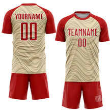 Загрузить изображение в средство просмотра галереи, Custom Cream Red-White Wavy Lines Sports Sublimation Soccer Uniform Jersey