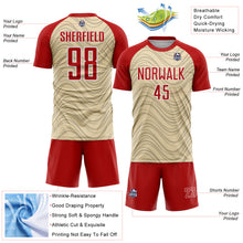 Загрузить изображение в средство просмотра галереи, Custom Cream Red-White Wavy Lines Sports Sublimation Soccer Uniform Jersey