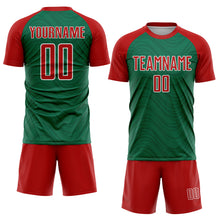 Загрузить изображение в средство просмотра галереи, Custom Kelly Green Red-White Wavy Lines Sports Sublimation Soccer Uniform Jersey