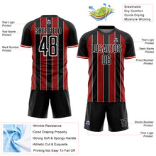 Load image into Gallery viewer, Custom Black Red-White Pinstripe Line Sports Sublimation Soccer Uniform Jersey