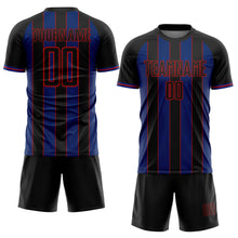 Load image into Gallery viewer, Custom Black Royal-Red Pinstripe Line Sports Sublimation Soccer Uniform Jersey