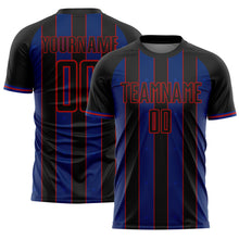 Load image into Gallery viewer, Custom Black Royal-Red Pinstripe Line Sports Sublimation Soccer Uniform Jersey
