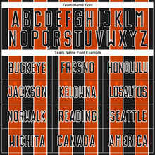 Load image into Gallery viewer, Custom Black Orange-White Pinstripe Line Sports Sublimation Soccer Uniform Jersey