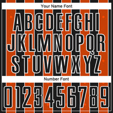 Load image into Gallery viewer, Custom Black Orange-White Pinstripe Line Sports Sublimation Soccer Uniform Jersey