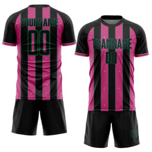 Load image into Gallery viewer, Custom Black Pink-Kelly Green Pinstripe Line Sports Sublimation Soccer Uniform Jersey