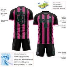 Load image into Gallery viewer, Custom Black Pink-Kelly Green Pinstripe Line Sports Sublimation Soccer Uniform Jersey