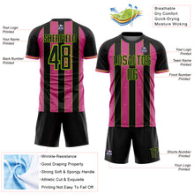 Load image into Gallery viewer, Custom Black Pink-Neon Green Pinstripe Line Sports Sublimation Soccer Uniform Jersey