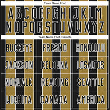 Load image into Gallery viewer, Custom Black Old Gold-White Pinstripe Line Sports Sublimation Soccer Uniform Jersey
