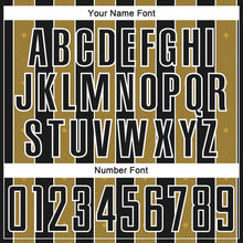 Load image into Gallery viewer, Custom Black Old Gold-White Pinstripe Line Sports Sublimation Soccer Uniform Jersey