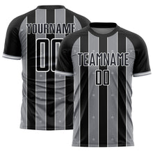 Load image into Gallery viewer, Custom Black Gray-White Pinstripe Line Sports Sublimation Soccer Uniform Jersey