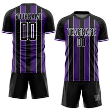 Load image into Gallery viewer, Custom Black Purple-White Pinstripe Line Sports Sublimation Soccer Uniform Jersey