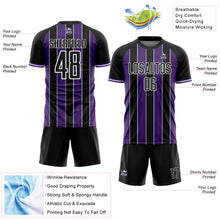 Load image into Gallery viewer, Custom Black Purple-White Pinstripe Line Sports Sublimation Soccer Uniform Jersey