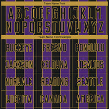 Load image into Gallery viewer, Custom Black Purple-Old Gold Pinstripe Line Sports Sublimation Soccer Uniform Jersey