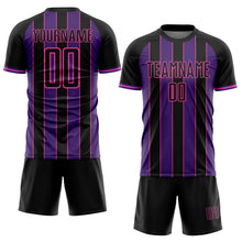 Load image into Gallery viewer, Custom Black Purple-Pink Pinstripe Line Sports Sublimation Soccer Uniform Jersey
