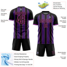 Load image into Gallery viewer, Custom Black Purple-Pink Pinstripe Line Sports Sublimation Soccer Uniform Jersey