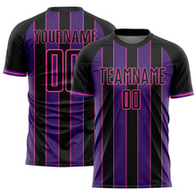 Load image into Gallery viewer, Custom Black Purple-Pink Pinstripe Line Sports Sublimation Soccer Uniform Jersey