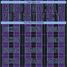 Load image into Gallery viewer, Custom Black Purple-Light Blue Pinstripe Line Sports Sublimation Soccer Uniform Jersey