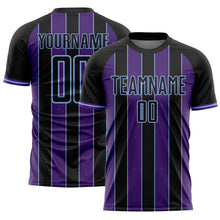 Load image into Gallery viewer, Custom Black Purple-Light Blue Pinstripe Line Sports Sublimation Soccer Uniform Jersey