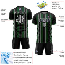 Load image into Gallery viewer, Custom Black Green-White Pinstripe Line Sports Sublimation Soccer Uniform Jersey