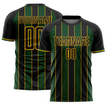 Load image into Gallery viewer, Custom Black Green-Gold Pinstripe Line Sports Sublimation Soccer Uniform Jersey