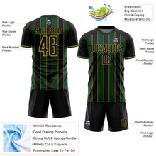 Load image into Gallery viewer, Custom Black Green-Old Gold Pinstripe Line Sports Sublimation Soccer Uniform Jersey