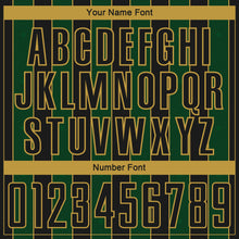 Load image into Gallery viewer, Custom Black Green-Old Gold Pinstripe Line Sports Sublimation Soccer Uniform Jersey