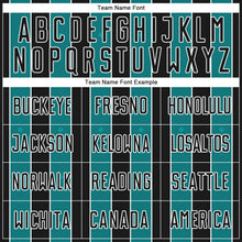 Load image into Gallery viewer, Custom Black Teal-White Pinstripe Line Sports Sublimation Soccer Uniform Jersey