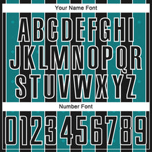 Load image into Gallery viewer, Custom Black Teal-White Pinstripe Line Sports Sublimation Soccer Uniform Jersey