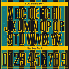 Load image into Gallery viewer, Custom Black Teal-Yellow Pinstripe Line Sports Sublimation Soccer Uniform Jersey