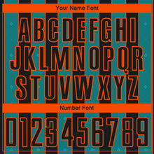 Load image into Gallery viewer, Custom Black Teal-Orange Pinstripe Line Sports Sublimation Soccer Uniform Jersey
