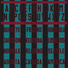 Load image into Gallery viewer, Custom Black Teal-Crimson Pinstripe Line Sports Sublimation Soccer Uniform Jersey