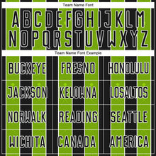 Load image into Gallery viewer, Custom Black Neon Green-White Pinstripe Line Sports Sublimation Soccer Uniform Jersey